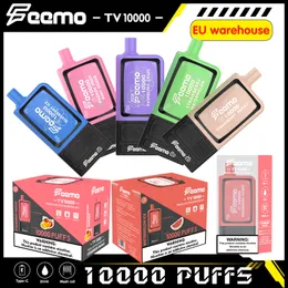 Местная доставка по ЕС Feemo TV, одноразовая электронная сигарета, сетчатая катушка, 10000 затяжек с зарядкой Type-c, 20 мл, коробка для сигарет, стартовый комплект для паров, интернет-магазины