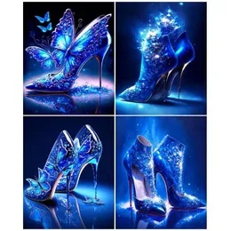 Obrazy GaTyztory Frame Malowanie liczb dla dorosłych Blue High Heels Landscape Draw Kolorowanki według liczb 40x50 cm ręcznie robiony unikalny prezent 231010