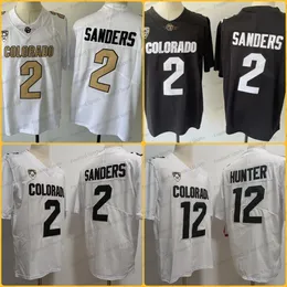 Colorado Buffaloes Football Jersey 2 Shedeur Sanders 12 Hunter Branco Preto Mens Jersey Costurado Novo