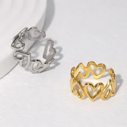 Klaster Pierścienie proste puste serce miłość otwarty pierścionek romantyczne zespoły palców moda Regulowana instrukcja biżuterii prezent świąteczny