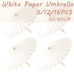 Parasol 5/12/16pcs papier Parasol Wedding Paper Parrella Party Favor 60/80cm Bambus parasol do ślubnych centrówek prysznicowych PO rekwizyty 231010