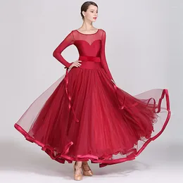 Palco desgaste moderno dança saia trajes realizando dança de salão uniforme bola roupas menina valsa tango vestido terno grande s7007