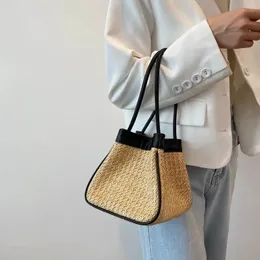 Novos sacos de noite mini tecer artesanal palha axilas saco para as mulheres verão moda na moda bolsas ombro bolsas piquenique