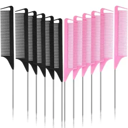 Parting Comb TipTail for Braids Teasing Combs with Stainless Steel Pintail for Styling Hairdressing 1452 ZZ