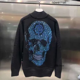 mode pp metall plan runda bokstäver broderade läder europeiska plein trend tröja nacke pullover pp5 mäns långärmade philipps znl2