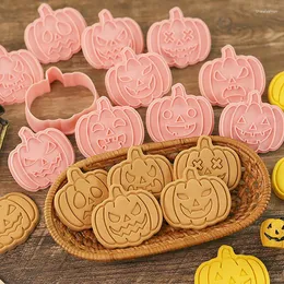 Baking Moulds 10pcs/Set Cookie Cutters Halloween Pumpkin Stamp Embosser DIY Biscuit Pastry Plastic Fondant Cake Mold Kitchen Party Tool