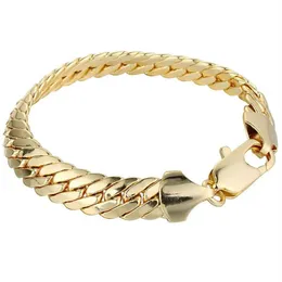 Armband für Herren und Damen, solide Handgelenkkette, 18-Karat-Gelbgold gefülltes Fischgrätenarmband, 23 cm lang, klassischer Stil, Geschenk296x