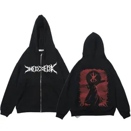 Moletons masculinos Moletons Berserk Zipper Hoodie Anime Manga Longa Moletons Harajuku Cool Homens Mulheres Jaquetas Roupas Hip Hop Casual Unisex Moletom 231010