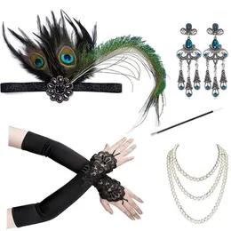 Anni '20 Accessori per flapper Set di costumi 20S Guanti per capelli Collana con portasigarette per donne Prom1253Y