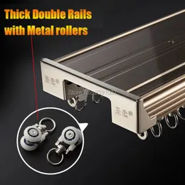 Perde direkleri Avrupa Rusya Moda Şampanya Altın Alüminyum Alaşım Tavan Track Metal Roller Pencere Dekoru için Kalın Çift Raylar 231010