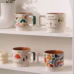 Muggar High Beauty Flower Field Mug Design Sense Liten Coffee Cup Advanced and Exquisite Girls 'In Style Creative Painting Office Cups