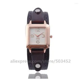 Wristwatches 100pcs/lot CCQ 92011 Zegarek Damski Leather Women Watches Unisex Vintage Reminiscence Siamese Fashion Quartz Colck