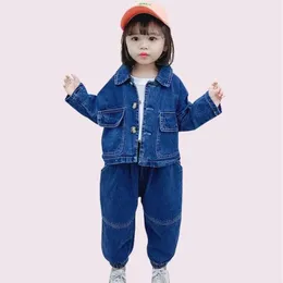 Baby Mädchen Kleidung Taschen Mädchen Kleidung Denim Jacekt Jeans Kostüme Für Mädchen Casual Stil Trainingsanzug Kids1227T