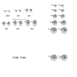 Stud Authentische 925 Sterling Silber Geometrische Kugel Ohrstecker Für Frauen Männer Polierte Runde Perlen Ohrring Schmuck Ohrringe Dhc1J