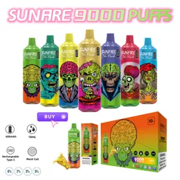 Sunfire RnM tornado 9000 Puff 9k Disposable E-cigarettes Features 18ml Vape 0 2 3 5% Rechargeable 600mAh r m vape 9000 puf pufs 9000puffs 7000 7k 12k puffs vapers ENERGY