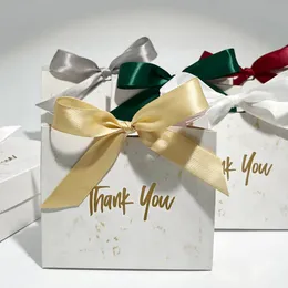 Inne imprezowe zapasy na imprezie marmurkowe pudełko na cukierki Gray dziękuję kartonowe pudełka Pakowanie małej torby na ślub Saby Shower Dekorat 231011