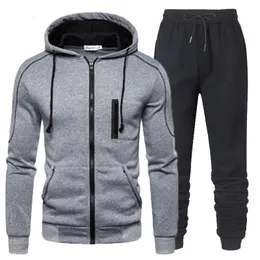 Herrspårspår Tracksuit Casual Jogging Suit Outdoor Set Dragkedja Hoodies Black Sweatpant 2st 2023 Spring Fashion Streetwear S4XL 231011