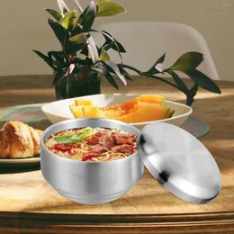 Skålar soppa skål lock multifunktion ång rostfritt stål kök ris metall kompakt barn