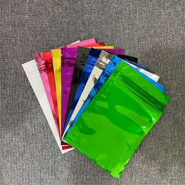 10*15 CM Colorato Lucido Foglio di Alluminio Sacchetti di Imballaggio Sacchetti di Mylar Cerniera Commestibile Sigillo Lucido Sacchetto Regalo di Plastica Per Tè Caramelle Zucchero chicchi di Caffè Maschera Cosmetici Noci Frutta