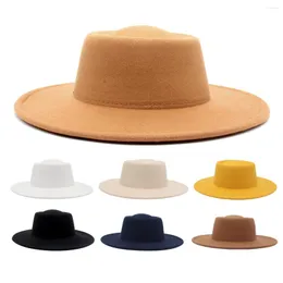 Berets Solid French Fedora Hat Classic Women Trilby Hats Wool Jazz Bowler Felt For Ladies Elegant Retro Wide Brim Autumn Dress