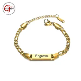 Goxijite Bracciale con nome personalizzato alla moda con incisione personalizzata per donna, catena a maglie regalo con ciondolo regolabile in acciaio inossidabile per bambini250S