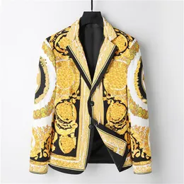 새로운 비즈니스 디자이너 Man Suit Blazer 고품질 패션 재킷 코트 남자 스타일리스트 편지 자수 긴 소매 캐주얼 파티 웨딩 M-3XL을위한 꽃 패턴