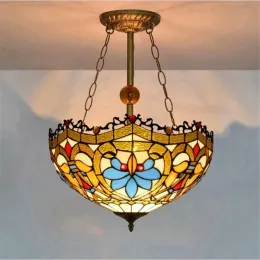ヨーロッパのレトロガラスシャンデリアティファニーステンドグラスリビングルームベッドルームレストランバーモダルシャンデリア照明TF006 LL
