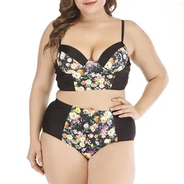 Sutiã de banho feminino floral pequeno biquíni sizewith aço moda sexy split maiô grande swimwears womens atlético com estofamento