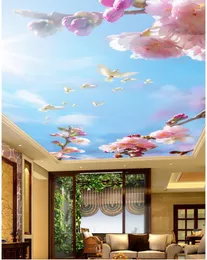 Sfondi Carta da parati murale 3d personalizzata Bellissimo cielo color pesca Soffitto Paesaggio Murales Soffitti Decorazione della casa