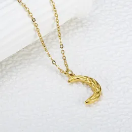 Anhänger Halsketten Einfache Unregelmäßige Oberfläche Mond Halskette Für Frauen Edelstahl Bijoux Maxi Statement Collier Modeschmuck