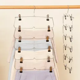 Hangers Racks Clothes Pants Holder 5 Lager med 12 Clip Storage Tools Folding Rack Organizer Clothing 231011