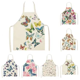 Aprons Butterfly Apron Home Kitchen Cooking Baking Gardening For Women Men With Pockets Floral Colorf Butterflies Flowers Romantic 122 Dh4Ar