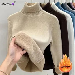 Women's Sweaters Thicken Velvet Turtleneck Sweater Women Korean Fashion Lined Warm Sueter Knitted Pullover Slim Top Winter Jersey Knitwear Jumper 231010