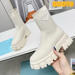أحذية مصممة جديدة أحذية Monolith Boot Boot Deep Blue Sail White White White Women Platform Leather Leather