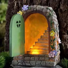 Garden Decorations Design Stair Ornaments Solar Outdoor Lights Fairy Stone Door Resin 231011