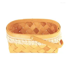 Christmas Decorations Handmade Wood Piece Knitted Basket Bread Fruit Egg Picnic Ginger And Garlic Storage Rattan Bamboo Woven