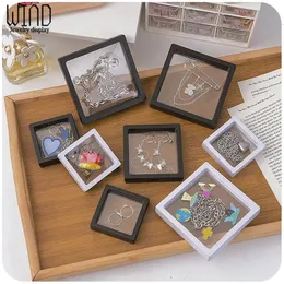 Jewelry Boxes Ring Earring Display Stand Box PE Film Pendant Holder Coin Badge Medal Storage Loose Diamond Gem Stone Presentation Case 231011