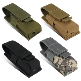 Outdoor Bags Tactical Magazine Pouch Military Single Pistol Mag Bag Molle Flashlight Pouch Torch Holder Case Outdoor Hunting Knife Holster 231011