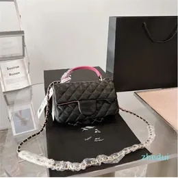 Nuova borsa alla moda Designer di lusso da donna con manico rosa Organo piccola borsa per rifiuti Moda versatile classica struttura in pelle di agnello rombica