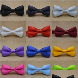 Jewelry Bow Ties Aessoriesclassic Kid Bowtie Boys Grils Baby Children Tie Fashion 25 Solid Color Mint Red Black White Green Pets Dr Dr Dhwbm