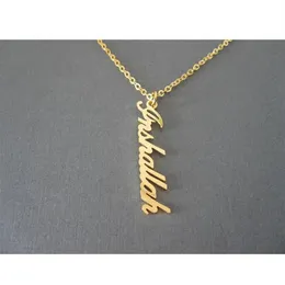 Feito à mão vertical nome colar moda personalizado memorial colar de aço inoxidável feminino masculino jóias presente aniversário letter210j