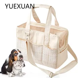 Yuexuan Designer Fashion Tote Bags Cat Pet Carrier通気性ポータブルコットンキャンバスオープンヘッド猫と犬のペットバッグ