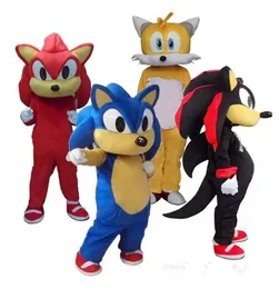 Performance Sonic e Miles Tails Mascot Costumi di Halloween Natali Caratteri Abiti Abiti pubblicitari Outfit unisex Carnevale