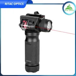 LED Flashlight Torch Tactical Gun Light Quick Detachable Vertical Grip with Integrated Red Laser Hunting Light Aluminum