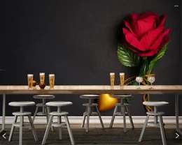 Sfondi Papel De Parede Rose San Valentino Fiori Po Carta da parati 3d Murale per soggiorno Tv Divano Parete Camera da letto Ristorante Caffetteria Bar