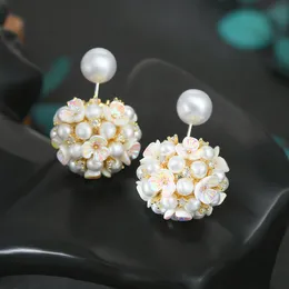 Nuove donne affascinanti Orecchini a grappolo di perle di conchiglie di fiori placcati in oro 18 carati S925 Orecchini in argento per le donne Festa di nozze San Valentino Festa della mamma Gioielli Regalo SPC