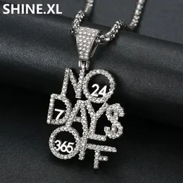 Micro Paled Cubic Zircon Letter No Day Off Necklace Brass Gold Silver Plated Men Hip Hop Jewelry Gift293n