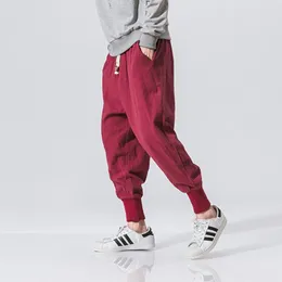 Pantalones para hombres 2023 estilo chino hombres algodón lino harem streetwear hombre casual joggers cintura elástica masculino pantalones de gran tamaño