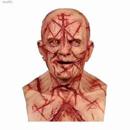 Kostymtillbehör Bald ärr Halloween Mask Horror Face Headgear Devil Demon Masker Cosplay Party Pests Masquerade Stage Shows Tool L231011
