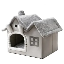 Lits pour chats meubles lit pour chat lit de couchage profond chien maison d'hiver mignon détachable fermé tente pour animaux de compagnie 231011